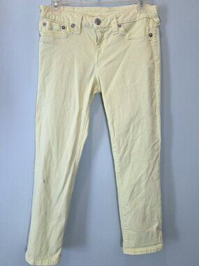True Religion Light Yellow Capri Jeans Size 30